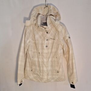 Marmot Waterproof Off-White Hooded Jacket with Button Accents Insulated